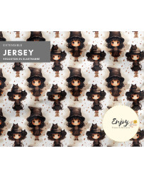 Tissu Halloween Sorcières & Chats Noirs