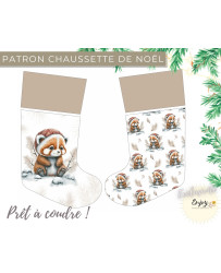 Patron Chaussette de Noël Panda Roux | Options au choix