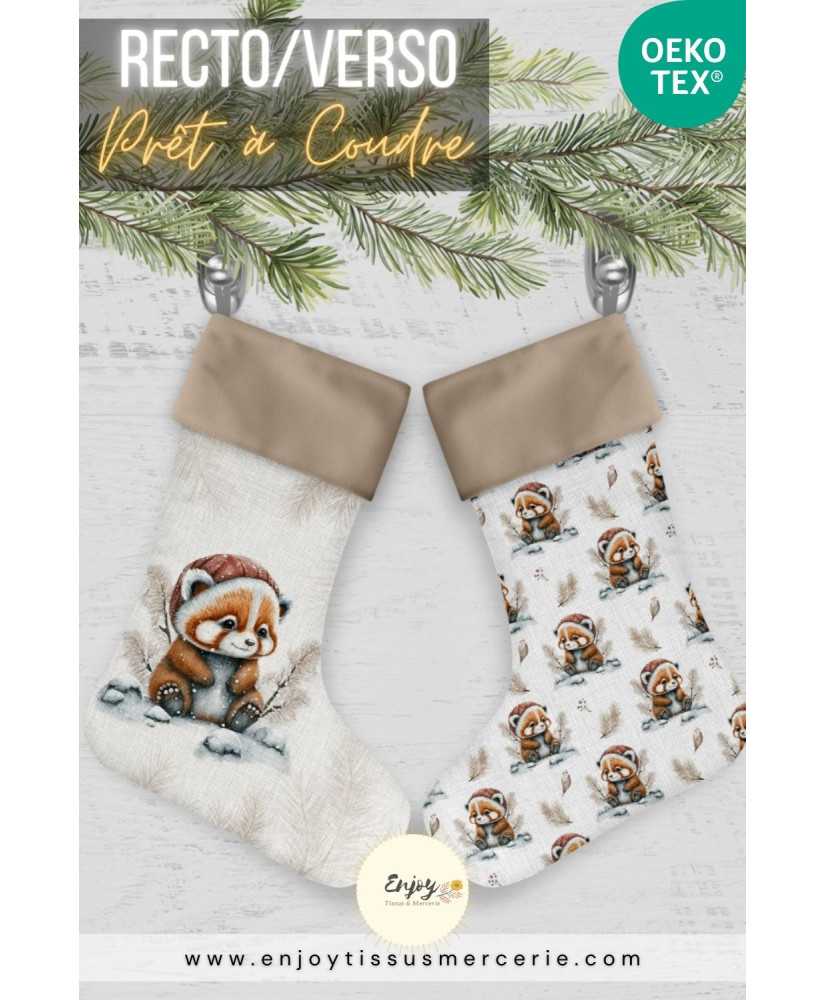 Patron Chaussette de Noël Panda Roux | Options au choix