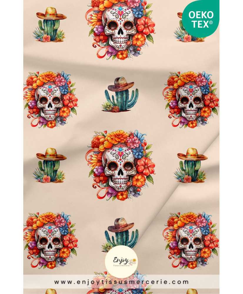 Tissu Dia de los Muertos & Cactus