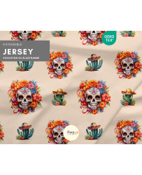 Tissu Dia de los Muertos & Cactus