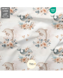 Tissu Dauphins Boho Animaux Marins Beige