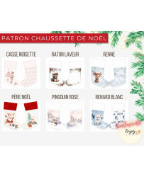 Patron Chaussette de Noël Père Noël & Cadeaux | Options au choix