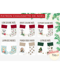Patron Chaussette de Noël Panda Roux | Options au choix