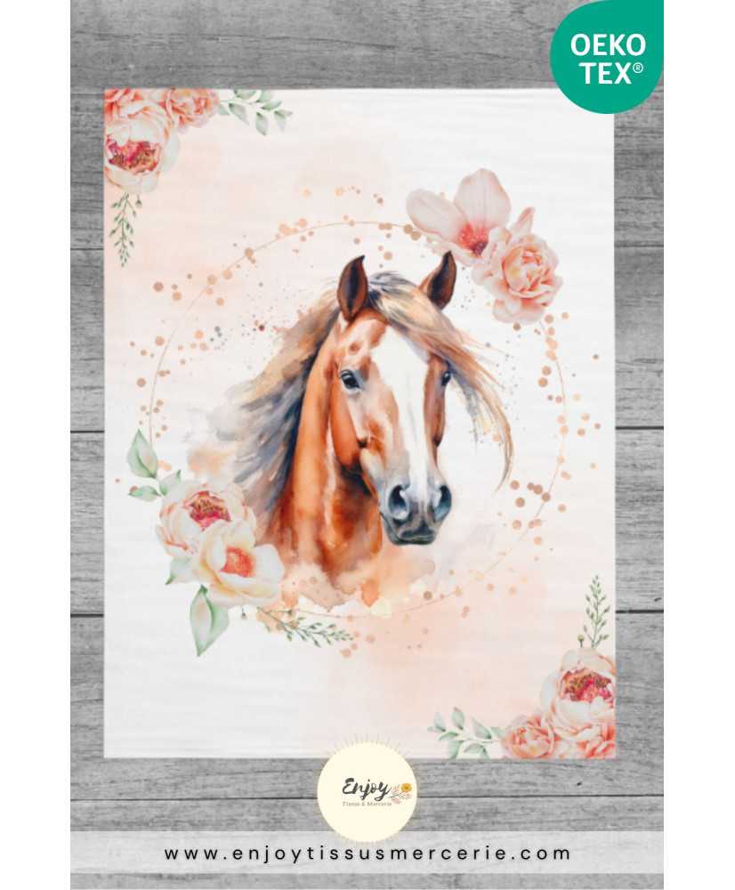 Panneau de Couverture Cheval Rose Fleuri