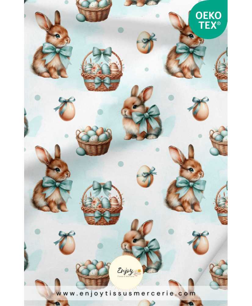 copy of Tissu Lapin des Neiges Fond Bleu