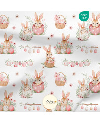 copy of Tissu Lapin & Fleurs Roses du Jardin