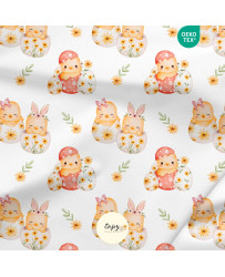Tissu Petits Poussins et Lapins de Pâques
